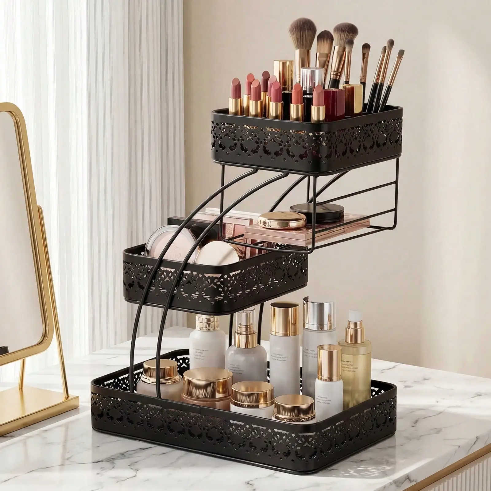 3-Tier Metal Makeup Organizer for Vanity - Image 6