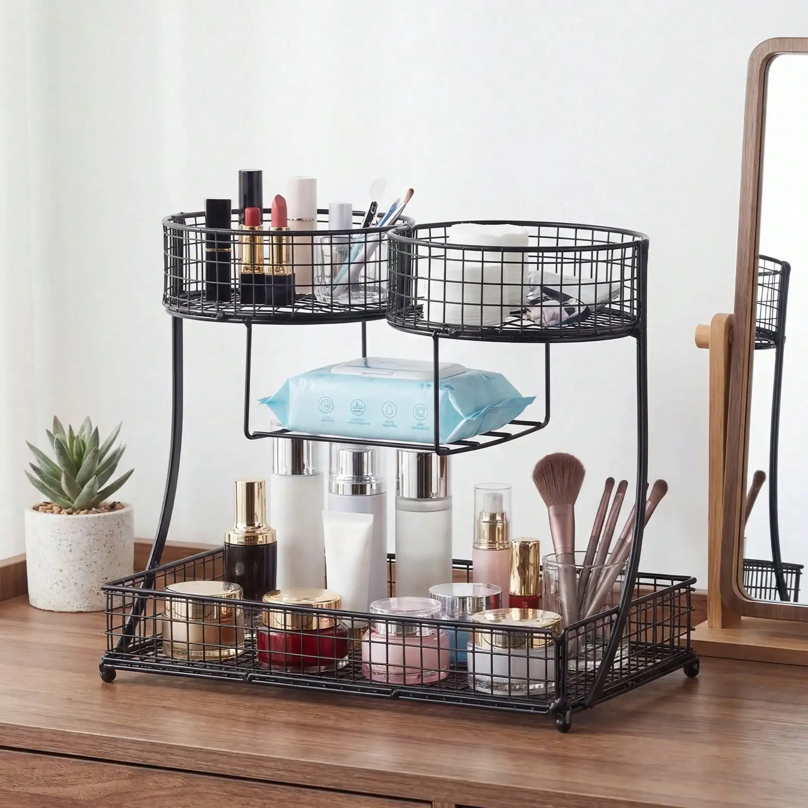 3-Tier Metal Makeup Organizer for Vanity - Image 9