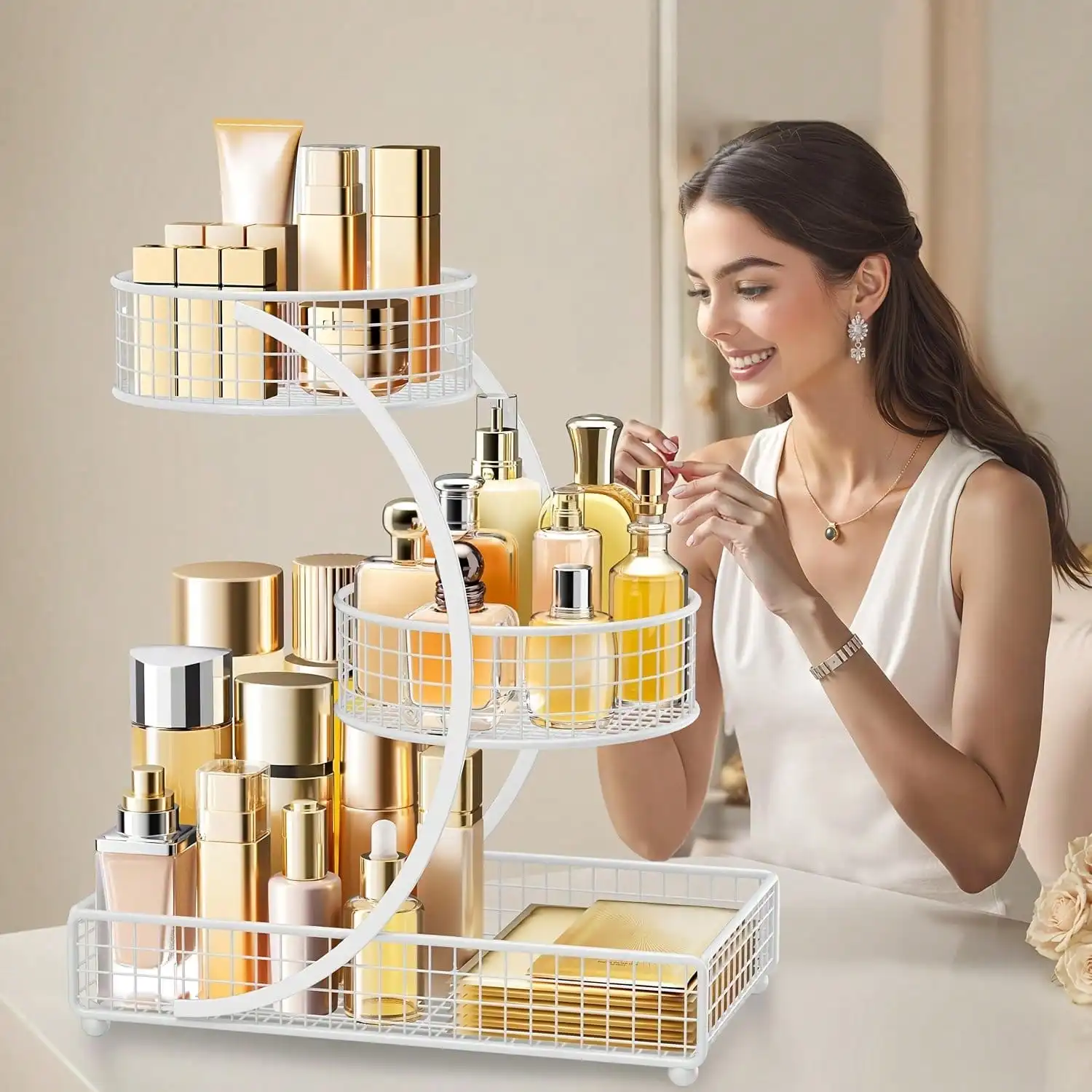 3-Tier Metal Makeup Organizer for Vanity - Image 14
