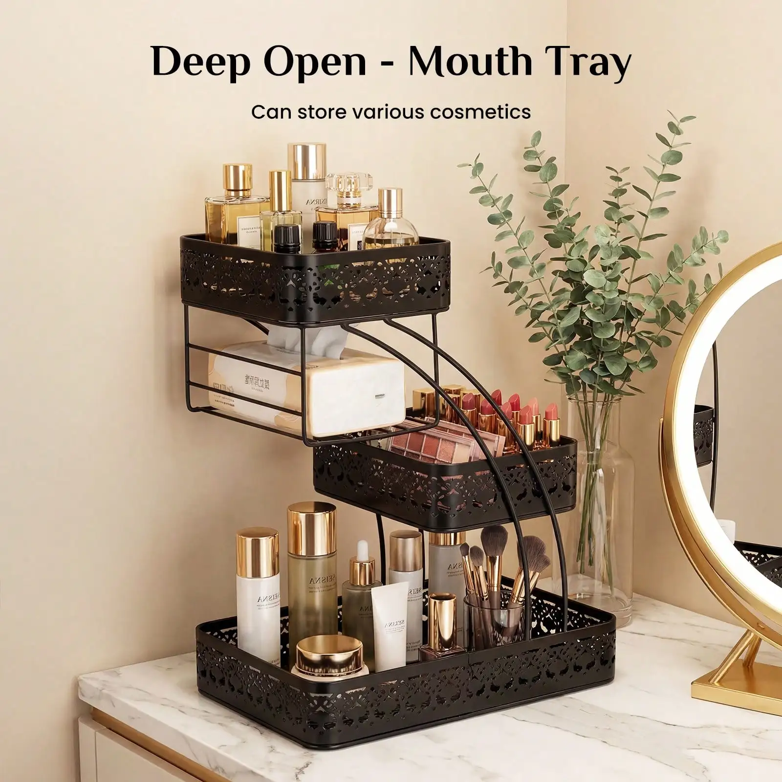3-Tier Metal Makeup Organizer for Vanity - Image 8